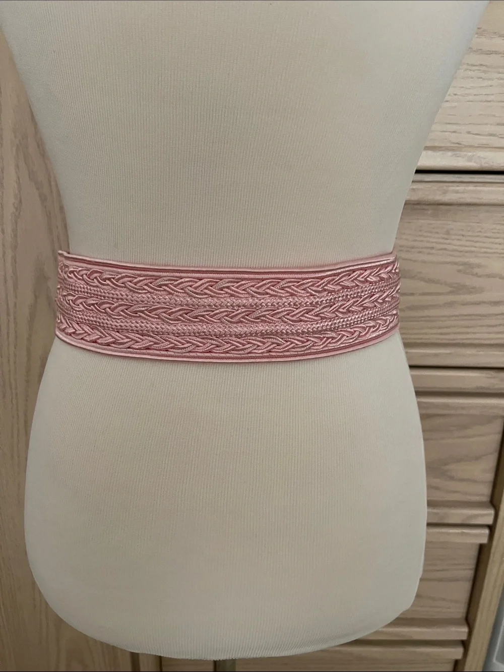 NWT Vintage Jacobson’s Pink Braided Wide Waist Belt with Wrapped Buckle